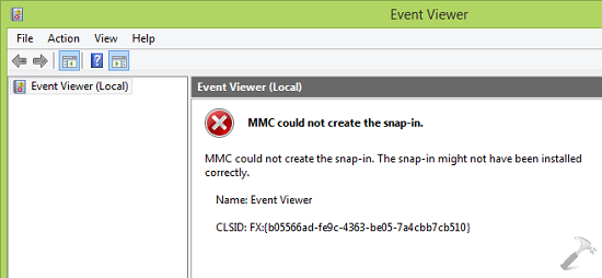 MMC Could Not Create The Snap-in. The Snap-in Might Not Have Been Installed Correctly For Event Viewer
