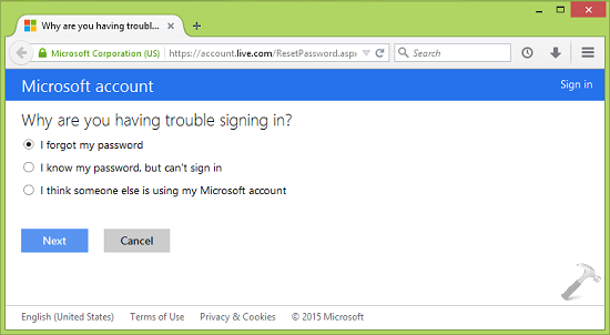 i cant sign into my microsoft account on windows 10