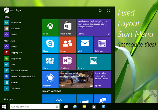 [How To] Specify Fixed Layout Start Menu In Windows 10