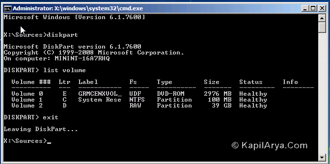 w7lxe.exe unknown boot device