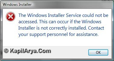 Windows Installer Service Could Not Be Accessed” Error On Windows