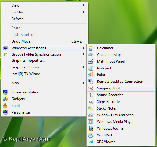 accessories in windows 8