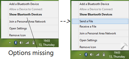 [FIX] Bluetooth Missing Options To Transfer Files In Windows 10/8.1/8/7