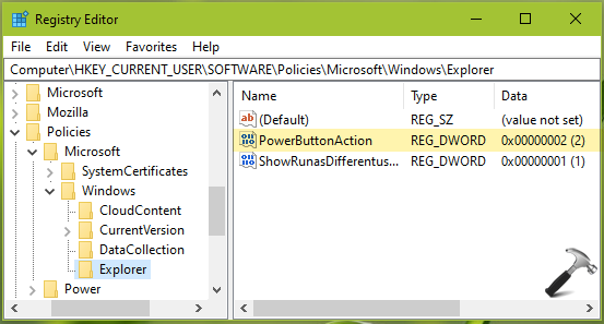 Change Default Setting For Shut Down Windows Dialog