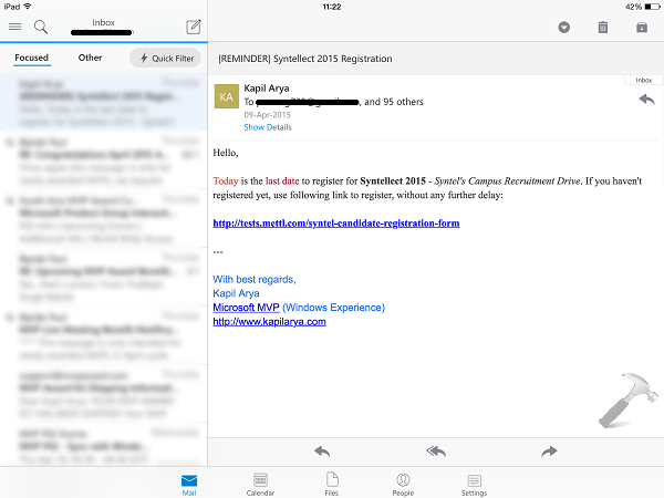 Прежде чем продолжить откройте приложение outlook iphone