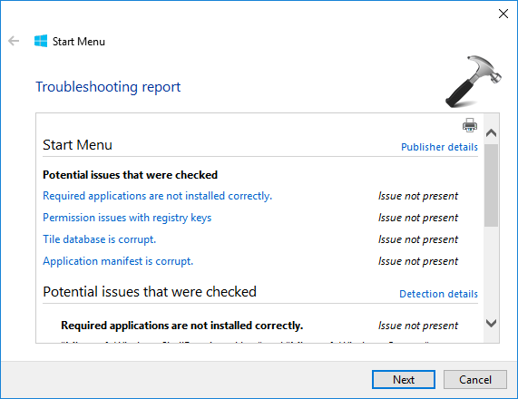 microsoft start menu troubleshooter for windows 10 download