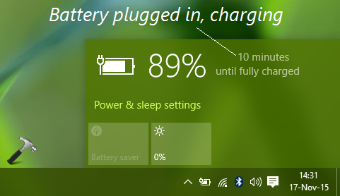 fix battery status windows 10