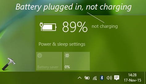 windows 10 battery status not showing