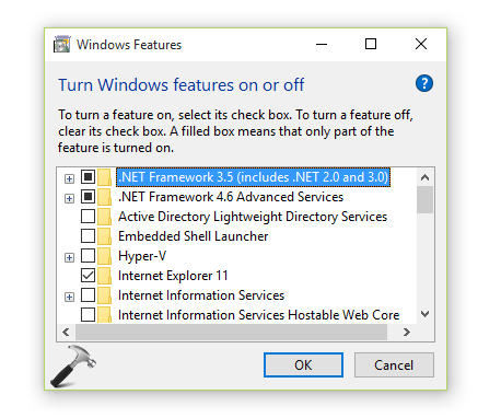 turn windows features on or off is blank