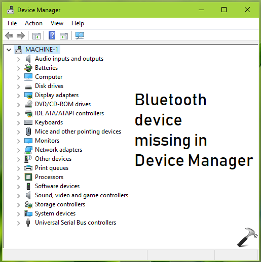 bluetooth card missing device manager