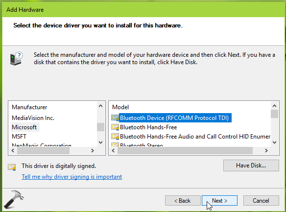 bluetooth device rfcomm protocol tdi driver windows 10