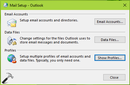 cannot start microsoft outlook set of folders