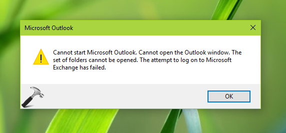 outlook 2016 will not open set of folders