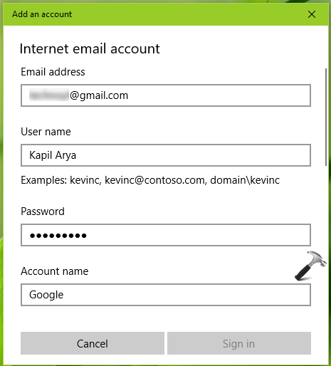 windows 10 email settings for gmail