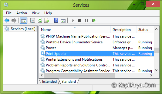 print spooler service windows 8.1