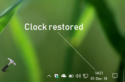 clock disappeared from taskbar windows 7