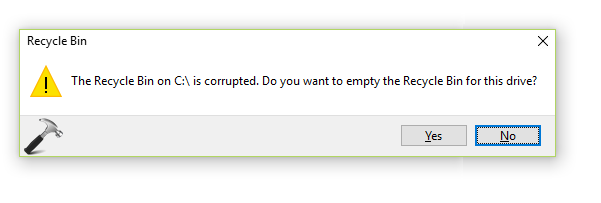 recycle bin corrupted windows 10