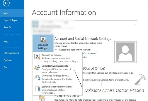 delegate access in outlook