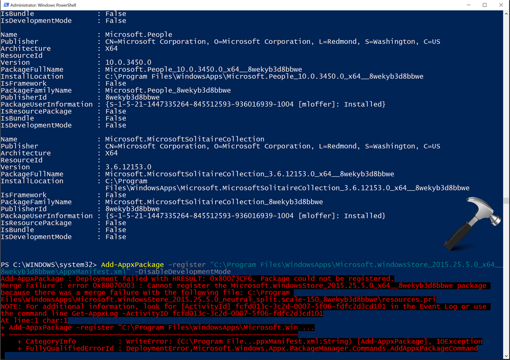 Failed hresult. Код ошибки: (0x80070003). Ошибка c program files WINDOWSAPPS /microsoft549981c3f5f10. Tematik программа для регистрации. X64 registers.