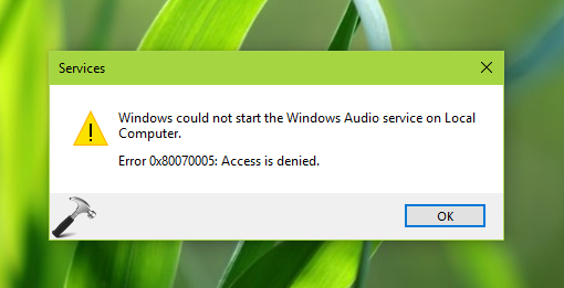 audio service is not running windows 10 access denied