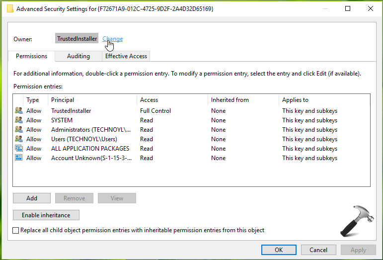 Windows Vista Permissions Settings