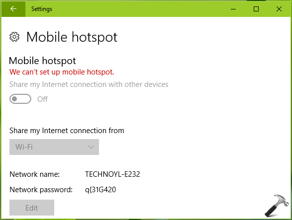 mobile hotspot windows 10 not working