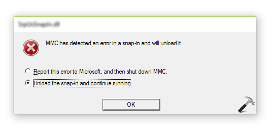 mmc error in snap in