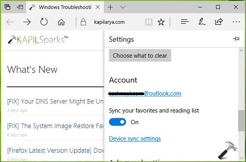 Fix Microsoft Edge Not Syncing In Windows 10