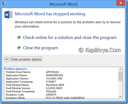 FIX] Microsoft Word 2013 Has Stopped Working