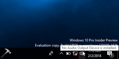 no audio output device installed windows 2010