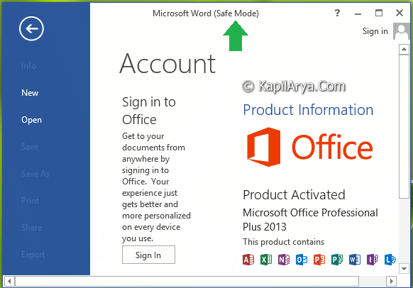 how to start word in safe mode