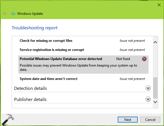 fix corrupted windows 10 update database