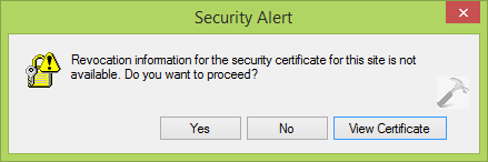 security alert revocation information for the security certificate for this site is not available me