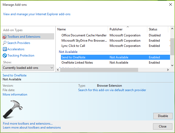 Fix Send To Onenote 2016 From Internet Explorer Not Working 5932