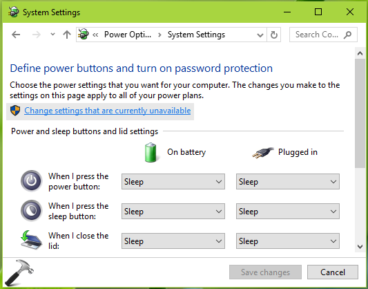 sleep button disappeared windows 10