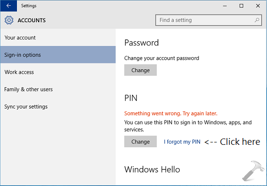 windows 10 pin login disappeared