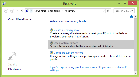 [FIX] System Restore Is Disabled By Your System Administrator