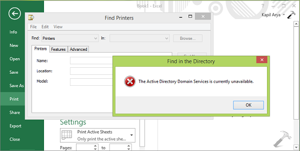 windows 10 active directory domain services is currently unavailable