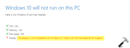 [FIX] The Display Is Not Compatible With Windows 10