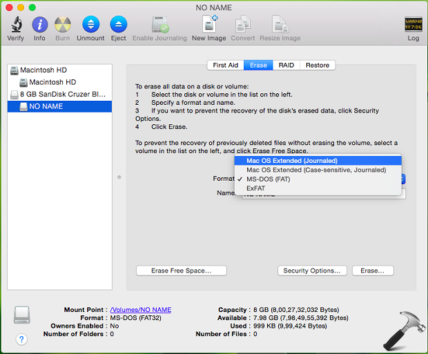 partition disk to exfat and mac os extended