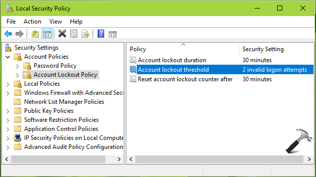 Windows Vista Account Lockout Settings