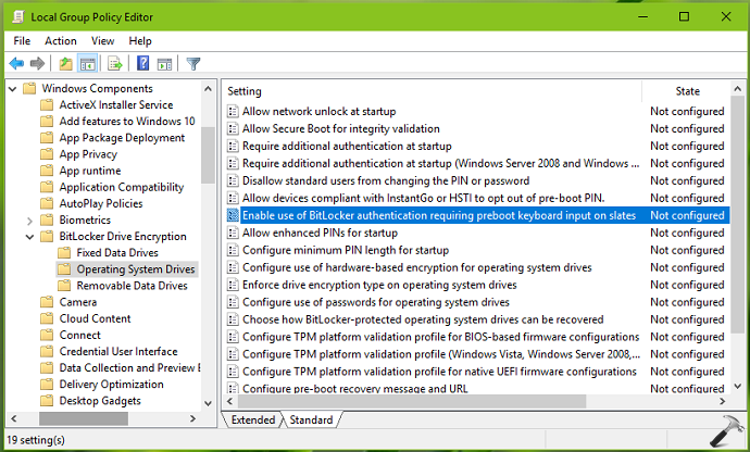 Configured. Configure input перевод. Operating System Drive где находиться. Configure minimum Pin length for Startup.