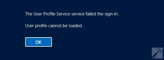 The User Profile Service Failed The Sign-in. User Profile Cannot Be Loaded.