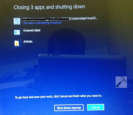 cancel shutdown windows 10