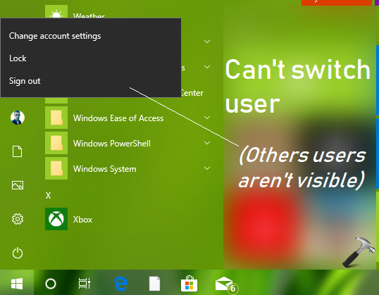 windows 7 switch user greyed out