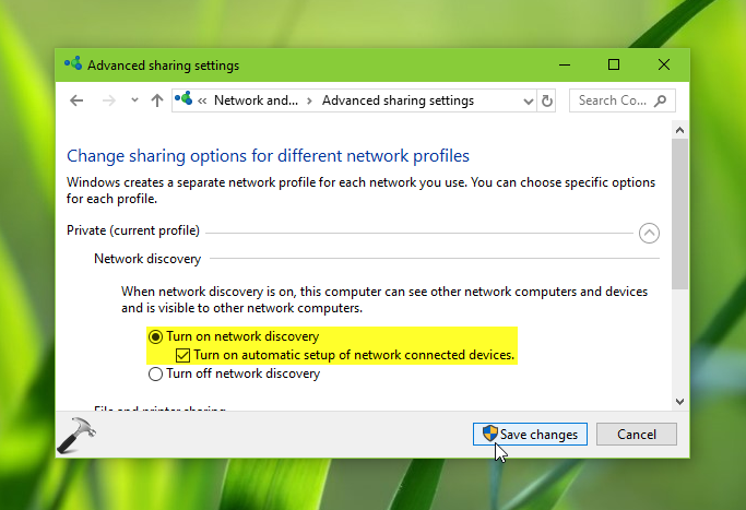 cannot turn on network discovery in windows 10