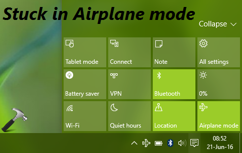 airplane mode greyed out windows 10