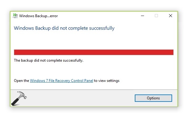 fix backup windows 7