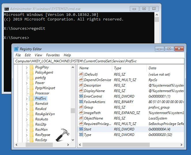 windows registry repair command line