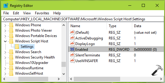 windows script host enable